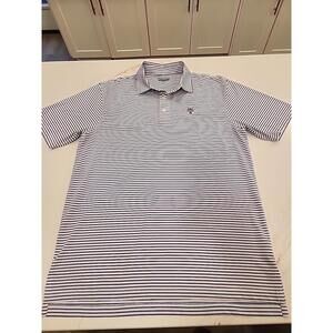 Straight Down Polo Shirt Mens L Purple  Stripe Golf Stretch Adult